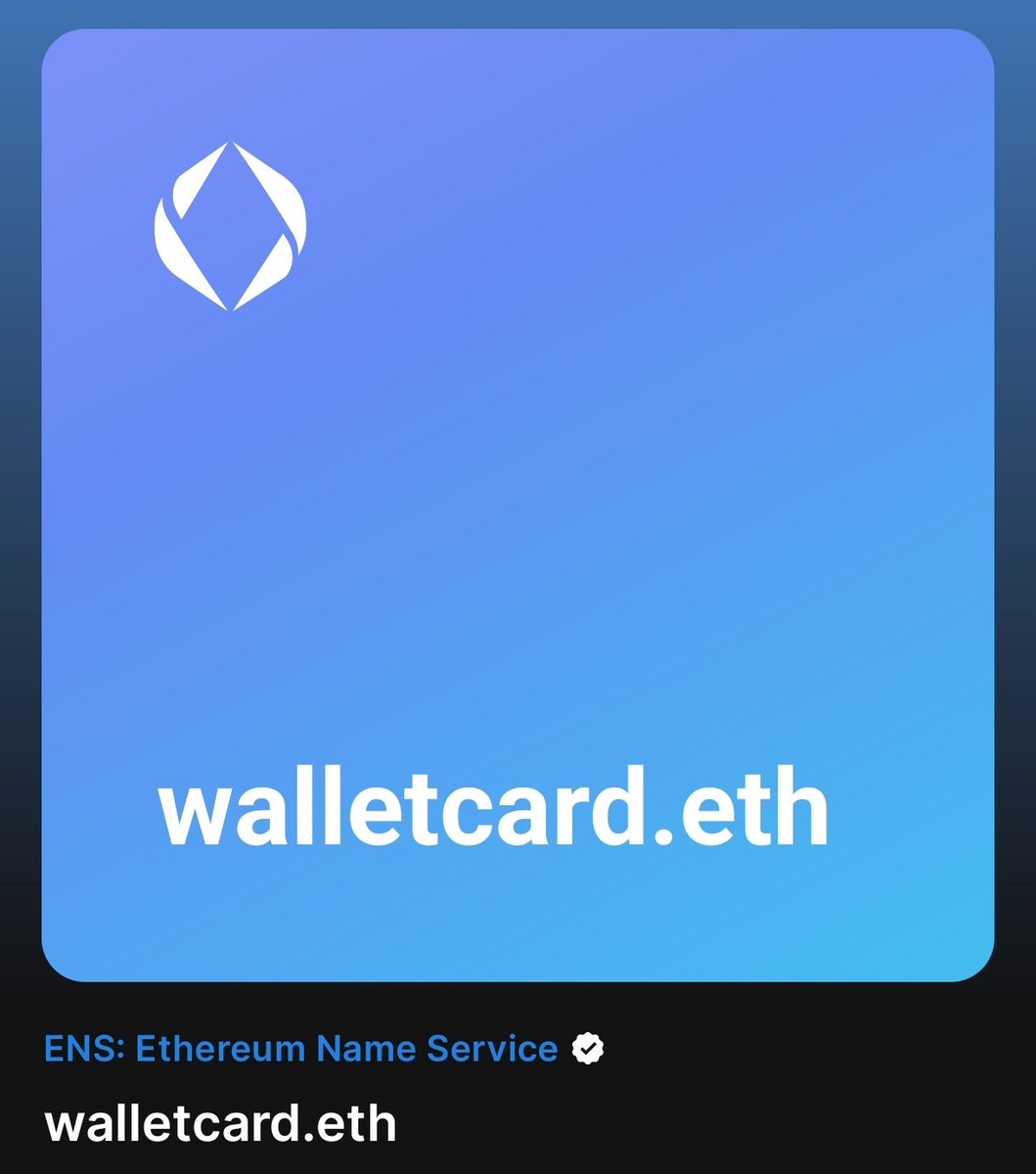 Premium ENS domain for sale: 
WalletCard.eth

​The perfect brand for a crypto debit card, hardware wallet, or digital payments app.
​
#ENS #web3 #fintech #crypto #wallet #payments