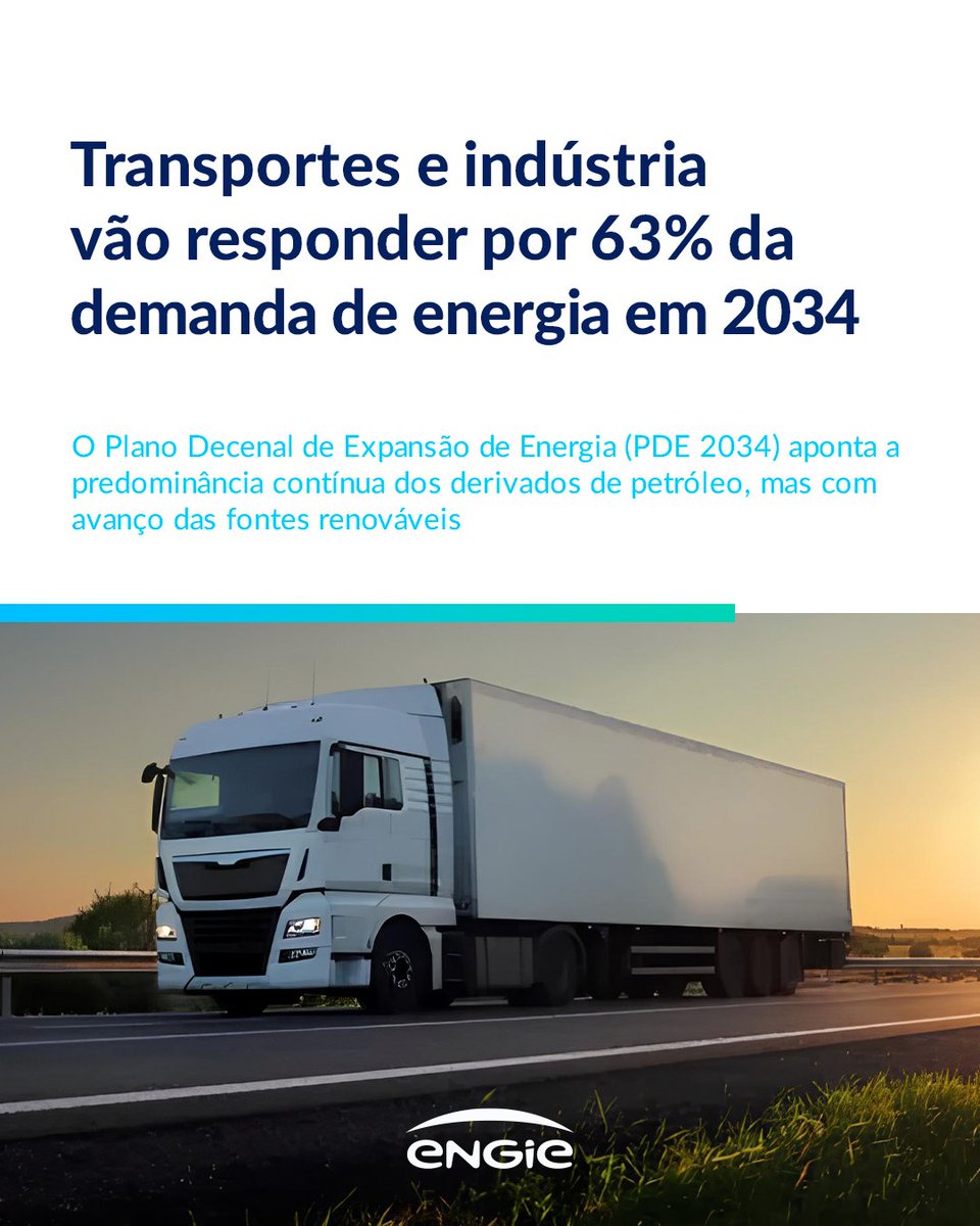 O Plano Decenal de Expansão de Energia (PDE 2034) prevê que o setor industrial e de transportes vão responder por 63% da demanda de energia naquele ano.

Acesse alemdaenergia.engie.com.br/pde-2034-maior… e saiba mais sobre o impacto do PDE 2034 no crescimento da demanda energética no #AlémDaEnergia