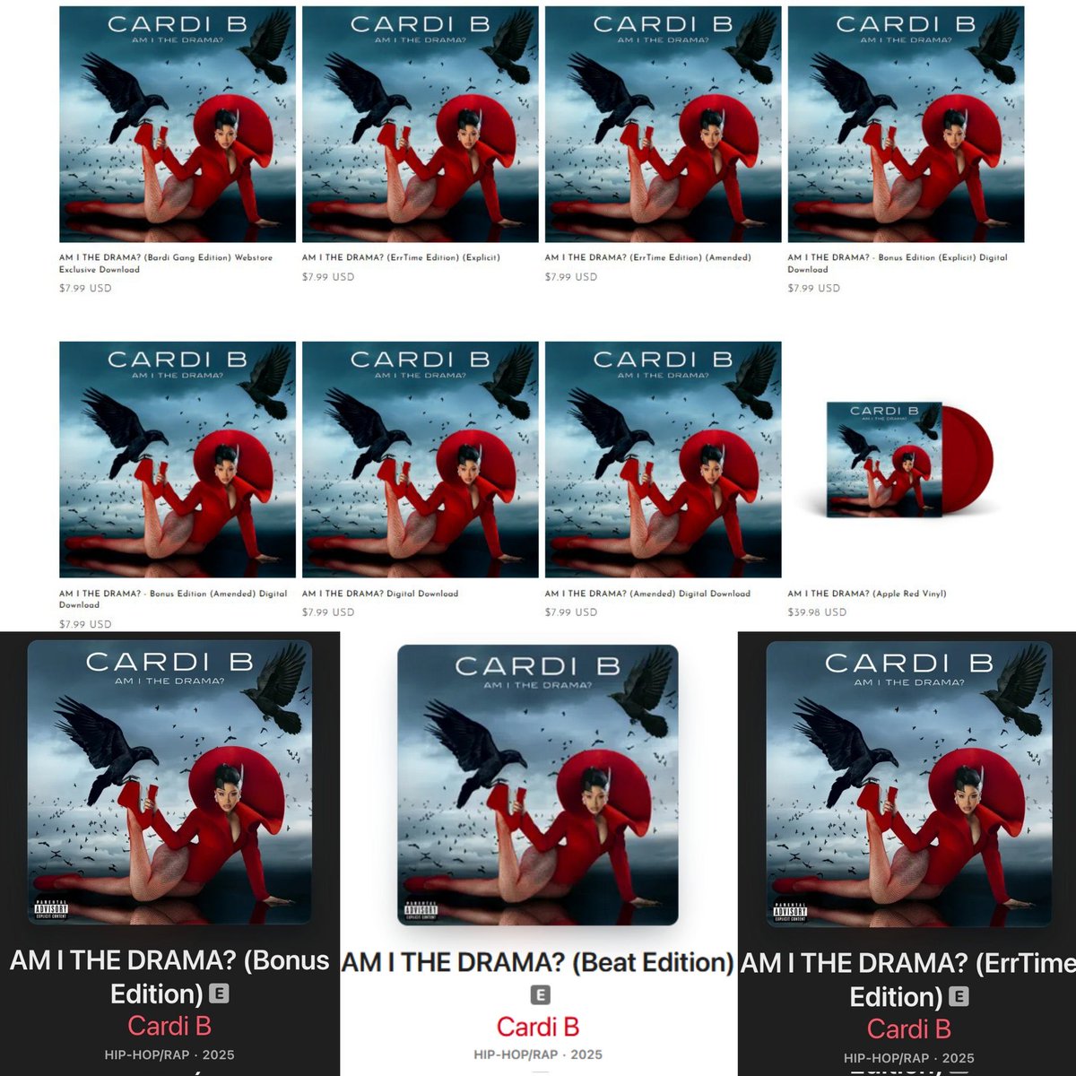 41 days later and #AmITheDrama is charting at No. 2 on iTunes (Hip-Hop/Rap). Over 3k reviews ⭐️ and 13 songs currently within the top 200. You can’t tell me Cardi B didn’t gag the scene.