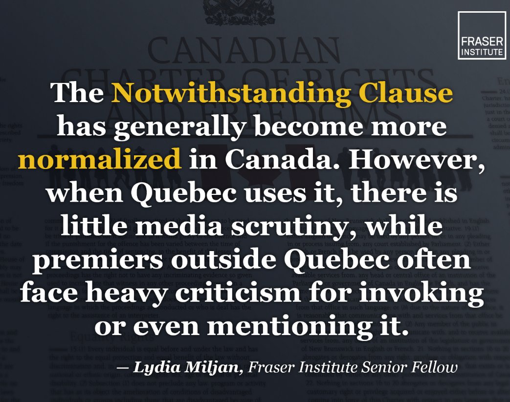 Martyupnorth_2's tweet image. Since 1982 Quebec has used the notwithstanding clause a total of 20 times.  Ontario sits at 3, Saskatchewan at 2, Alberta and New Brunswick both at 1.
