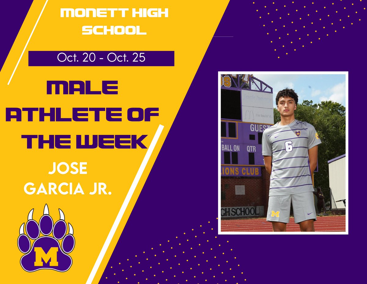 Congrats to our 1st Male Athlete of the Week for October 20-October 25
JOSE GARCIA JR
Jose has been a solid defender at the Varsity level. Monday he played as a striker for 10 min scoring a beautiful goal to force Penalty Kicks on the last minute of the game.