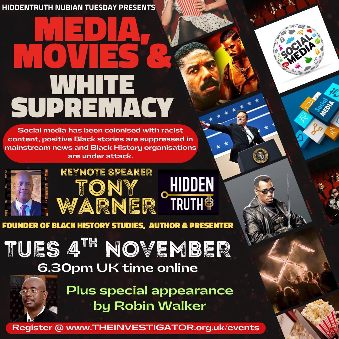 *HIDDENTRUTH COMES HARD NEXT TUESDAY!!!*

Tony Warner the Founder of BLACK HISTORY STUDIES will be addressing the most powerful platform!

In this online session we dissect the methods of oppression and ways to resist. It’s time to wise up!!!!

Join us: theinvestigator.org.uk/events