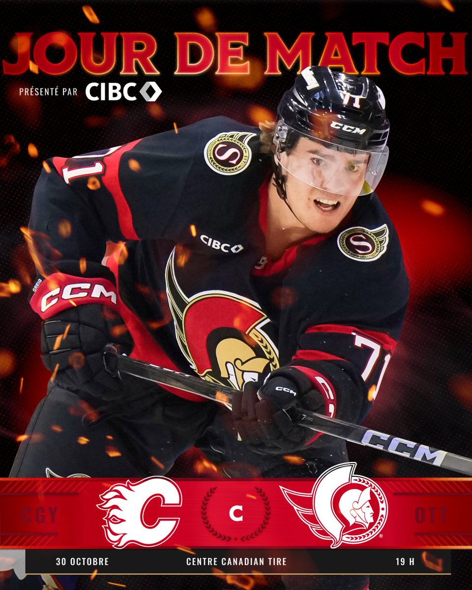 On affronte les Flames ce soir 🔥

🆚 <a href="/NHLFlames/">Calgary Flames</a> 
📍 <a href="/CdnTireCtr/">Canadian Tire Centre</a> 
🕖 19 H 00
📺 RDS / TSN5
📻 <a href="/1047_FM/">104,7 Outaouais</a> / <a href="/TSN1200/">TSN 1200 Ottawa</a>