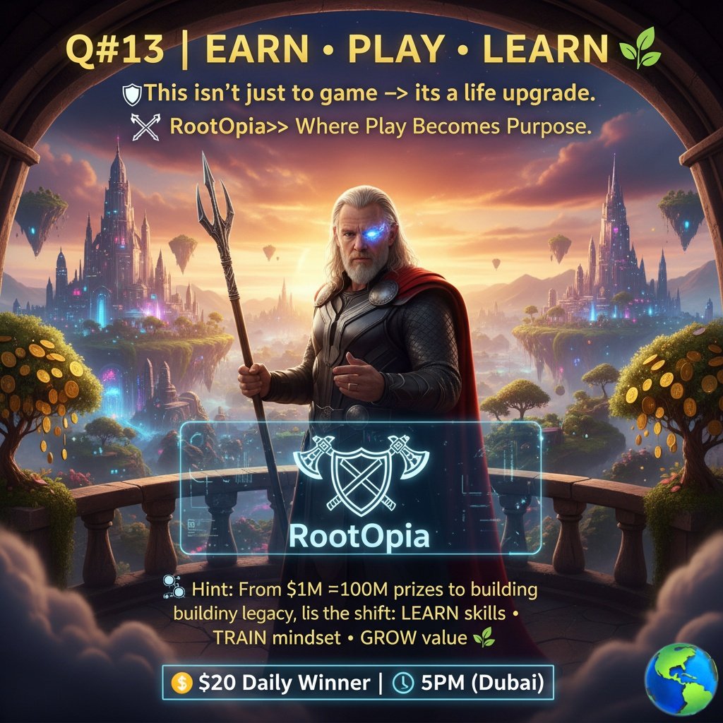 muhammad2k03's tweet photo. All-Father's wisdom guides you to Q#13 in RootOpia!  Play, learn, earn &amp; build your legacy. $1M-$10M prizes + $20 Daily Winner at 5PM (Dubai). This is your life upgrade! 
Visit @Deeproots_earth and Answer the question.
@KookCapitalLLC #Crypto
#RootOpia #GameFi #PurposefulPlay https://t.co/zVq8USahWS