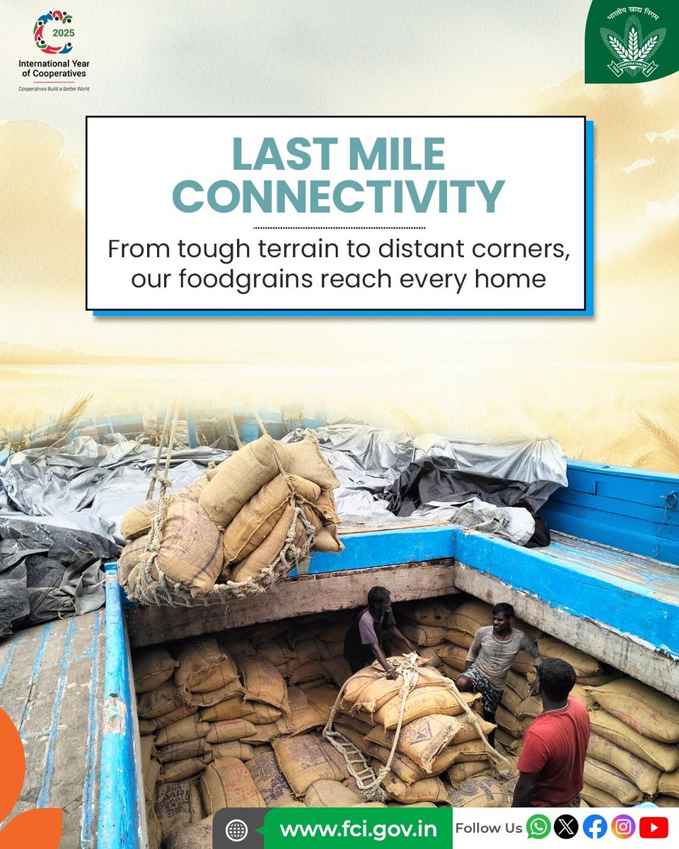 Empowered by technology, FCI tracks every grain to ensure food security across every corner of India.

#LastMileConnectivity #Movement