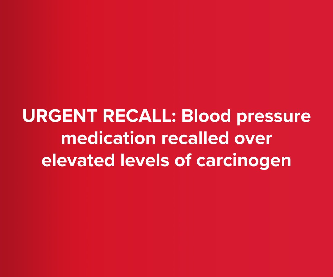 KING5Seattle's tweet photo. CHECK YOUR CABINETS:  Nearly 581,000 bottles of a high blood pressure medication have been recalled after tests revealed potentially cancer-causing chemicals above acceptable limits: https://t.co/VrJQC5xYKt https://t.co/NfnENMPyiK