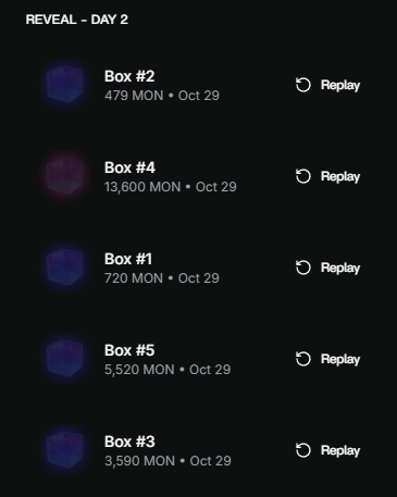 brandcryptoAI's tweet photo. RECORD REVEAL MONAD @monad 💜

day 1 > 16.002 MON
day 2 > 23.909 MON
day 3 > 60.000 MON

Total superbox🎁 99.911 MON

Tier 5 : Community last???
Strenght : 5

Thank you, Monad @keoneHD @indonads_  for being part of my journey.

Don't forget to remain grateful.🫡 https://t.co/PHM1kefNKf