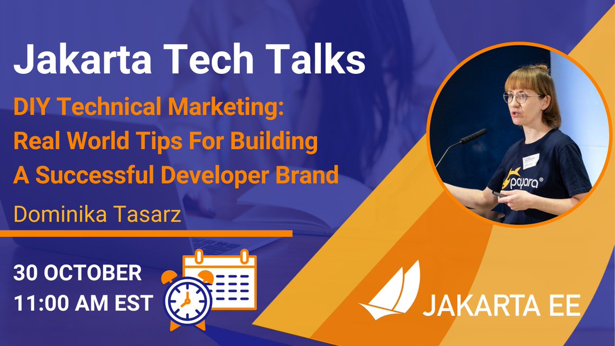 JakartaEE's tweet image. LIVE NOW: Discover 6 key strategies for building a developer brand that gets noticed — with insights, examples, and practical tips from Dominika Tasarz&apos;s Jakarta Tech Talk. Join here: hubs.la/Q03QW3lv0 
#JakartaEE #opensource #CloudNativeJava