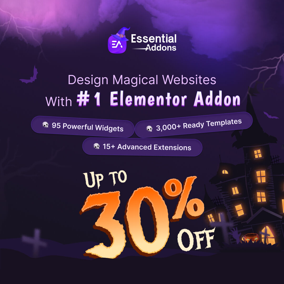 EssentialAddons's tweet image. 🦇 The Spooktacular Times are Here but Won’t Be Long. Grab Your Treats Now!

Get up to 30% discount on our pro plans, or get WPDeveloper Agency Bundle of 10 WordPress plugins where you’ll get +13,000 worth of value for only $699! 

👉 Grab your deal: essential-addons.com/#pricing