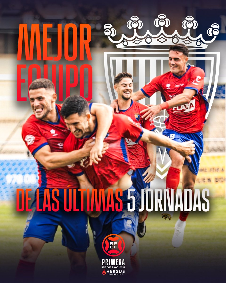 Primera_RFEF's tweet photo. 🔥 ¡@TeruelCd 𝗜𝗦 𝗢𝗡 𝗙𝗜𝗥𝗘! 🔥

👏 Es el 𝗺𝗲𝗷𝗼𝗿 𝗲𝗾𝘂𝗶𝗽𝗼 de #PrimeraFederación en las últimas 5 jornadas.

#VersusELearning https://t.co/9oepWzJuo0