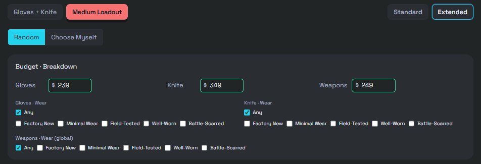 cs2loadoutnet's tweet photo. 💠 Extended Mode 💠

Go deeper into customization 🧩  
Set wear levels 🎯  
Split your budget your way 💰  
and fine-tune every detail of your loadout ⚙️  

Your setup, your style. https://t.co/cgumKSiaXB