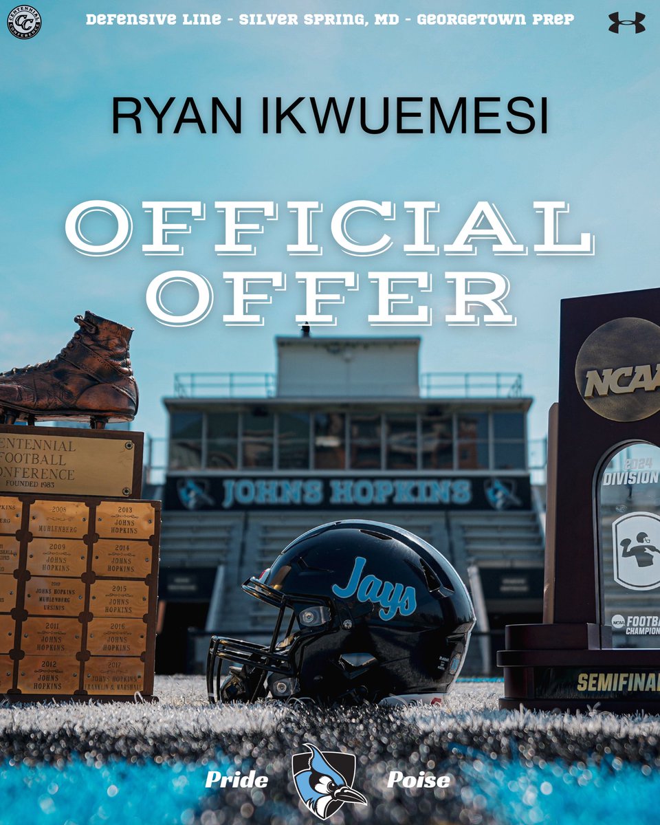 RIkwuemesi56804's tweet photo. After a great conversation with @CoachRio55 I’m blessed to receive an offer from Johns Hopkins football! Thank you for the opportunity. @CoachWodicka #PrideandPoise https://t.co/1dNJSYkuWK