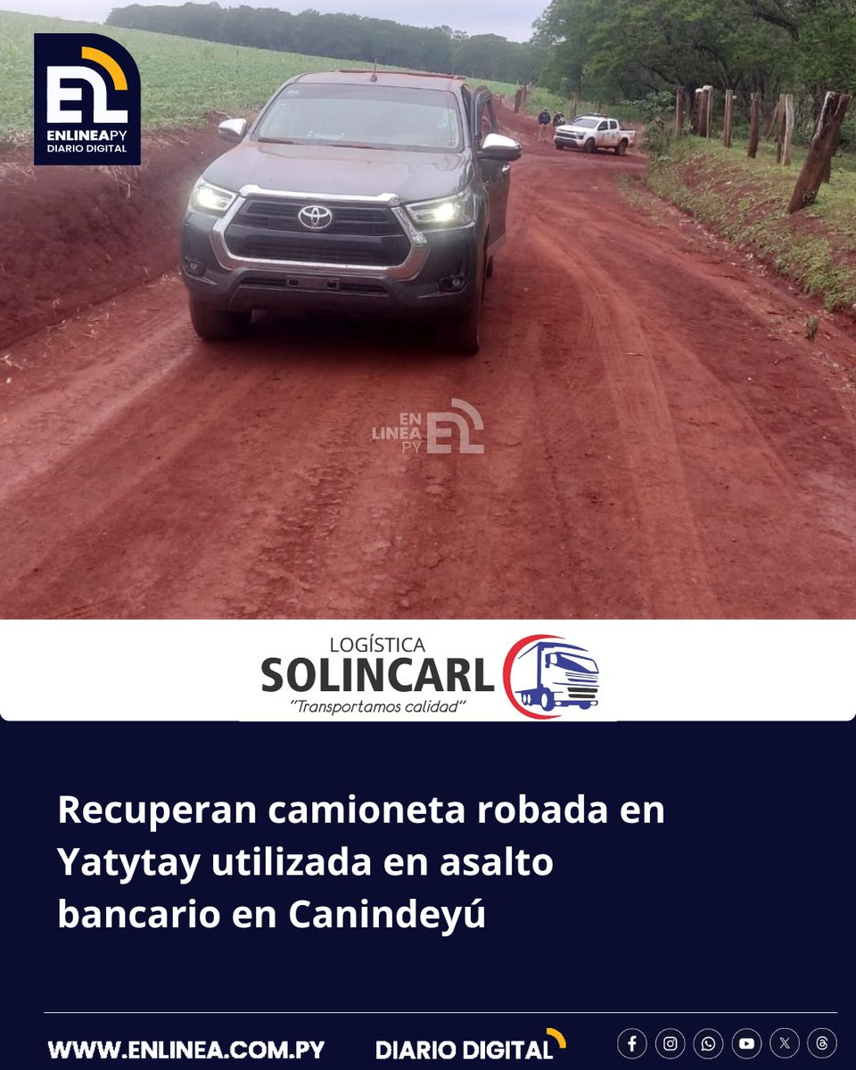 enlinea_py's tweet image. Esta mañana personal de la Subcomisaría N°18 Cumanda Ku'i, del Departamento de Canindeyú, recuperó una camioneta robada en el distrito de Yatytay. El vehículo, una camioneta marca Toyota, modelo Hilux, color gris, con chapa N° AAFD762, año 2021, fue ...
enlinea.com.py/recuperan-cami…