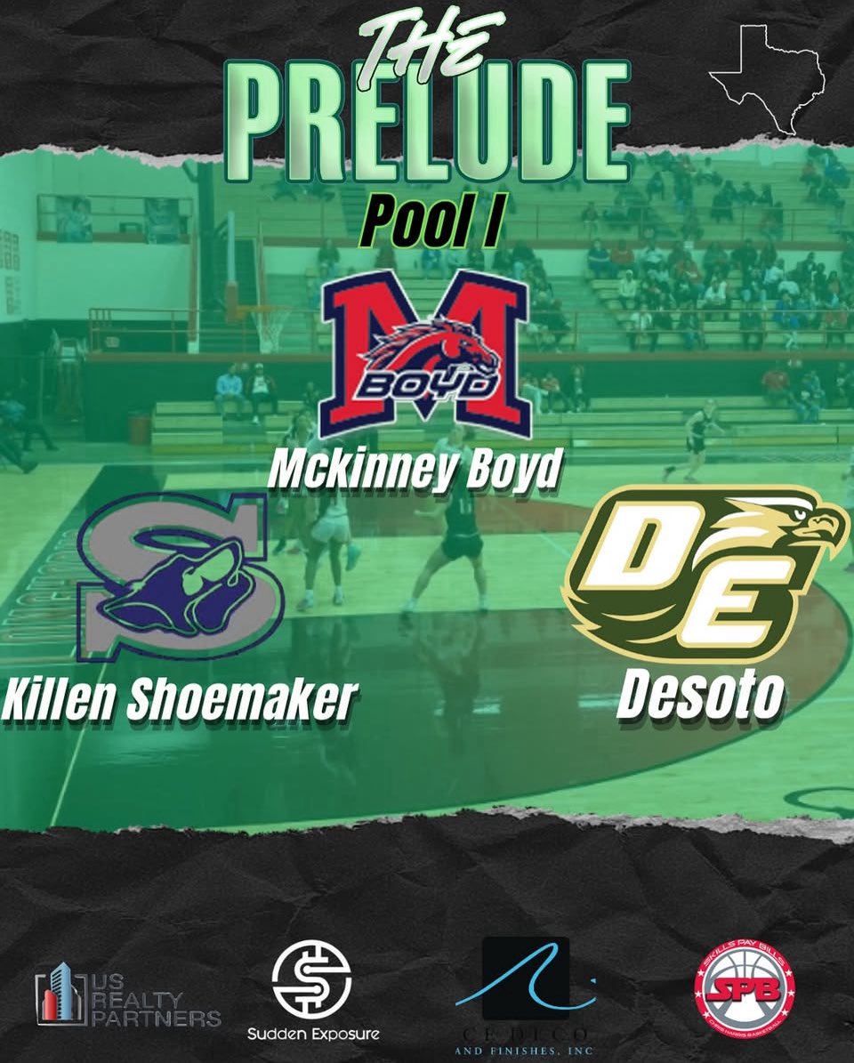 ChrisHarrisBB's tweet photo. Pool l is STACKED!
McKinney Boyd Broncos
Killeen Shoemaker Grey Wolves
DeSoto Eagles Three programs, one court and a whole lotta smoke coming to THE PRELUDE Who's taking this pool over? #ThePrelude #Pooll #McKinneyBoyd #Shoemaker #DeSoto #SuddenExposure #SkillsPayBills https://t.co/01d2Z99MPU