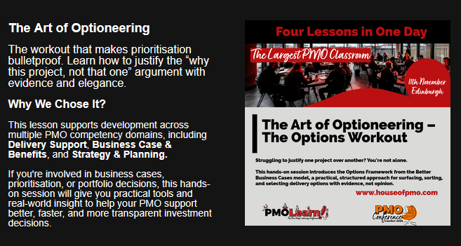 houseofpmo's tweet image. Just one of the lessons we&apos;re looking forward to at PMOLearn! the largest PMO classroom on the 11th November in Edinburgh.

Find the full agenda here - houseofpmo.com/pmo-conference…

#pmoconference #pmo #lovepmo