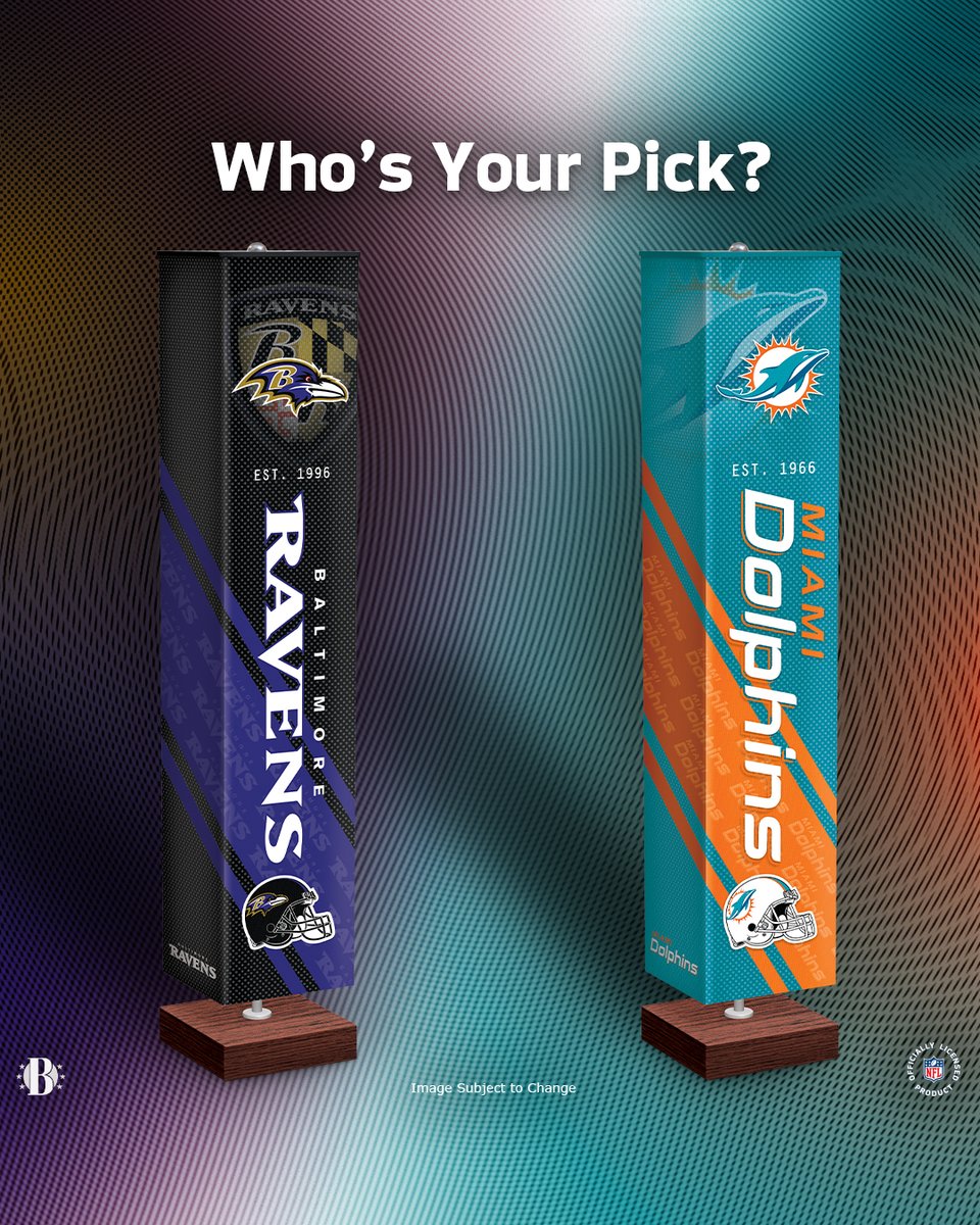 💜🖤 🐬 The Ravens and Dolphins go head-to-head today. Who will score the win?⁣
Click to choose your team: bit.ly/432lmmW

#NFL #BaltimoreRavens #MiamiDolphins