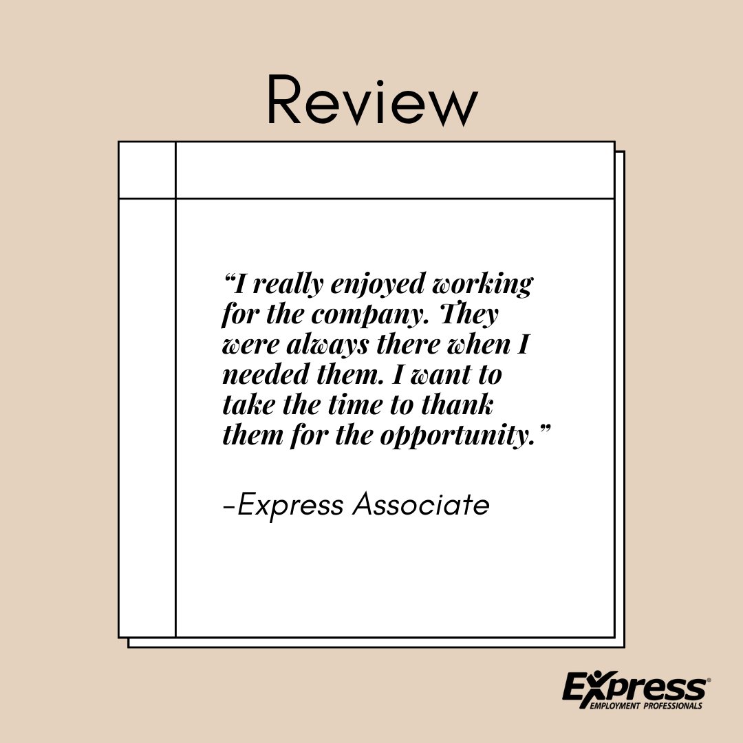 We are grateful to our wonderful associates! Express helps people succeed! #expressemployment #review