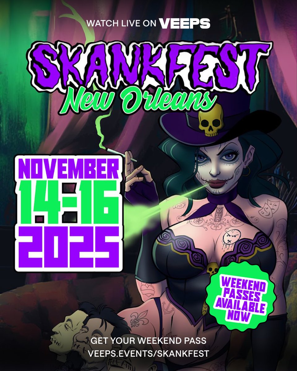 Watch <a href="/SkankfestNYC/">SKANKFEST</a> live or on demand <a href="/Veeps/">Veeps</a>