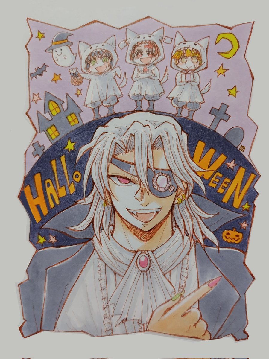 #宇髄天元誕生祭2025
#宇髄天元生誕祭2025
💎さんお誕生日おめでとうございます🎉🎂🎉
カッコよくて太陽みたいに明るくて、めちゃくちゃ頼りになる兄貴！
それでいて誰よりも繊細な所も大好きです❤ハロウィン🎃仕様でお祝い！