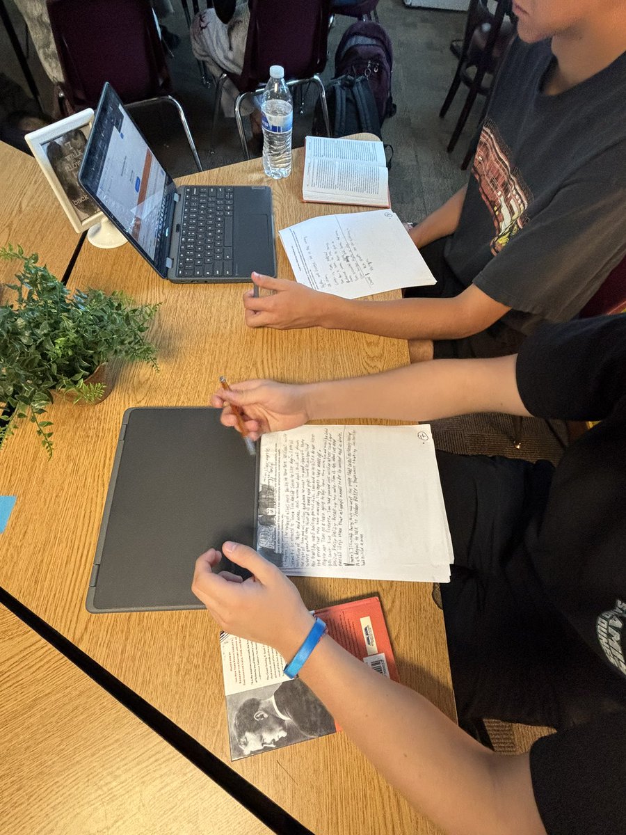 Reading “The Great Gatsby”—students are listening to the audiobook and are able to color, write notes, and draw pictures in their journals. These strategies increase time in task and comprehension.