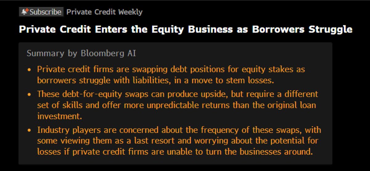 PE Co: Let's fund every idea &amp; give each a few years💡

Same PE Co: Huh. Out of cash. How bout our PC arm gives them some loans to buy time. They must have some totally non-fraudy collateral we can use🤔

Same PE Co's PC arm: Huh. Not paying. Let's swap this for equity stakes ♾