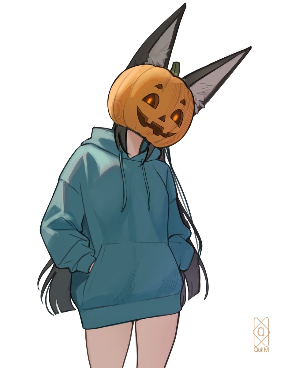 Who is hiding behind the pumpkin?