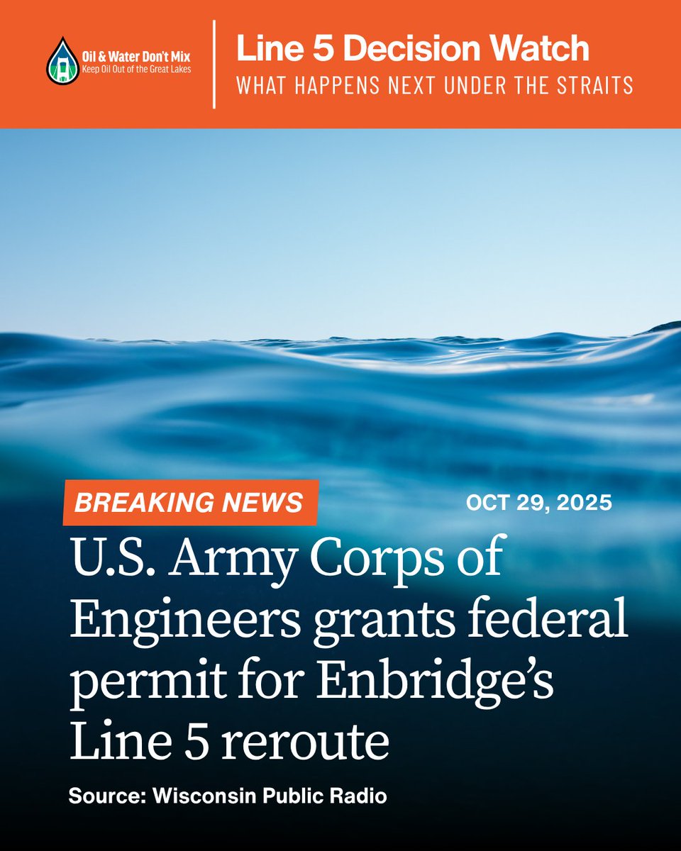 OilWaterDntMix's tweet image. This decision from the U.S. Army Corps is nothing short of upsetting –– but our work to #ShutDownLine5 will persist. 

wpr.org/news/army-corp…