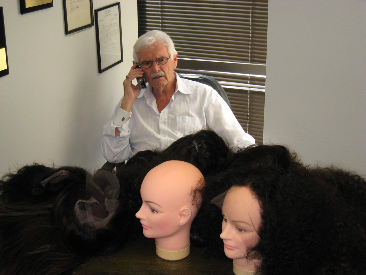 I found this great picture of my Dad wheeling and dealing some lace wigs, had such great memories working with him back then 😄