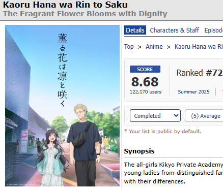 Geçen sezon çıkan ve kaçırdığım animeleri bitirmeye çalışırken bununla karşılaştım. Siz ne düşünüyorsunuz bilmiyorum ama hayatımda gördüğüm en textbook karşılığı düz animeydi. Korkulan fakat duygusal çocuk, kısa ve utangaç kızla takılıyor. Wow dude thats crazy. Bu nasıl 8.7 puan?