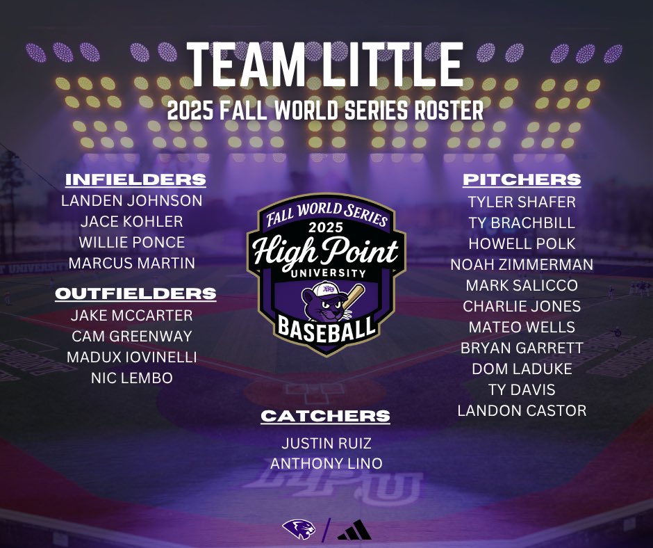 Derek Orndorff (@derek_orndorff) on Twitter photo 2025 HPU Baseball Fall World Series
Team Koerner vs. Team Little
📍Coy O. Williard Stadium
🗓️ Thursday Oct. 30
⏰ 3:00 pm
🗓️ Saturday Nov. 1
⏰ 12:30 pm
🗓️ Monday Nov. 3
⏰ 4:00 pm
Come be part of a competitive HPU Baseball weekend!
#GoHPU 2025 HPU Baseball Fall World Series
Team Koerner vs. Team Little
📍Coy O. Williard Stadium
🗓️ Thursday Oct. 30
⏰ 3:00 pm
🗓️ Saturday Nov. 1
⏰ 12:30 pm
🗓️ Monday Nov. 3
⏰ 4:00 pm
Come be part of a competitive HPU Baseball weekend!
#GoHPU