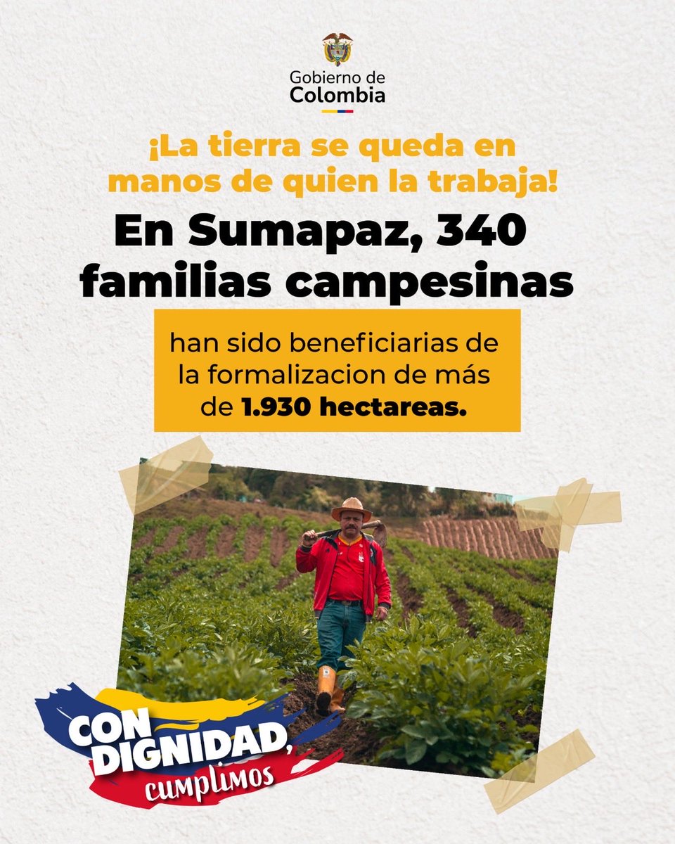 GiLopez23's tweet photo. La Reforma Agraria se siente en el Sumapaz. Hoy, 340 familias campesinas estan en proceso de formalizacion de tierras, obtenendo asi seguridad jurídica. El Gobierno de @petrogustavo está comprometido con las familias campesinas,#ConDignidadCumplimos https://t.co/gDphxh4lxV
