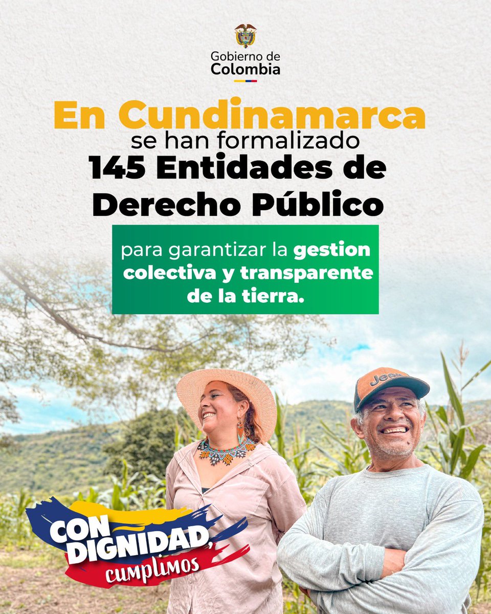 El Gobierno de <a href="/petrogustavo/">Gustavo Petro</a> sigue trabajando para llevar a cada rincón del país la Reforma Agraria 
La tierra es de quienes la cuidan y la hacen producir. #ConDignidadCumplimos