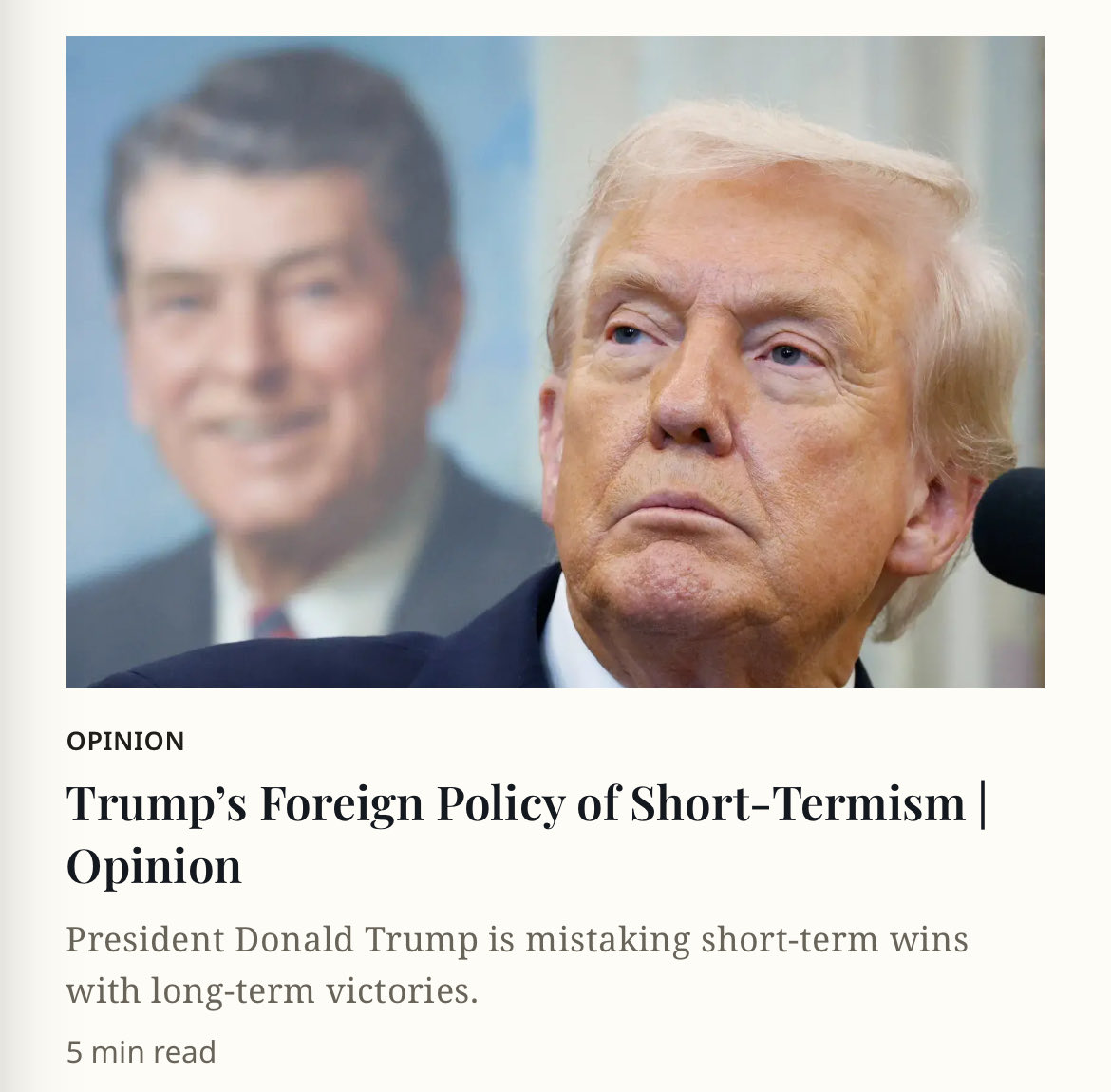 “Trump is fixated on the short-term. He pursues quick solutions and dramatically claims success, even if the problems he’s trying to solve still fester far into the future.” 

Was happy to talk about this piece on SiriusXM the other day. newsweek.com/trumps-foreign…