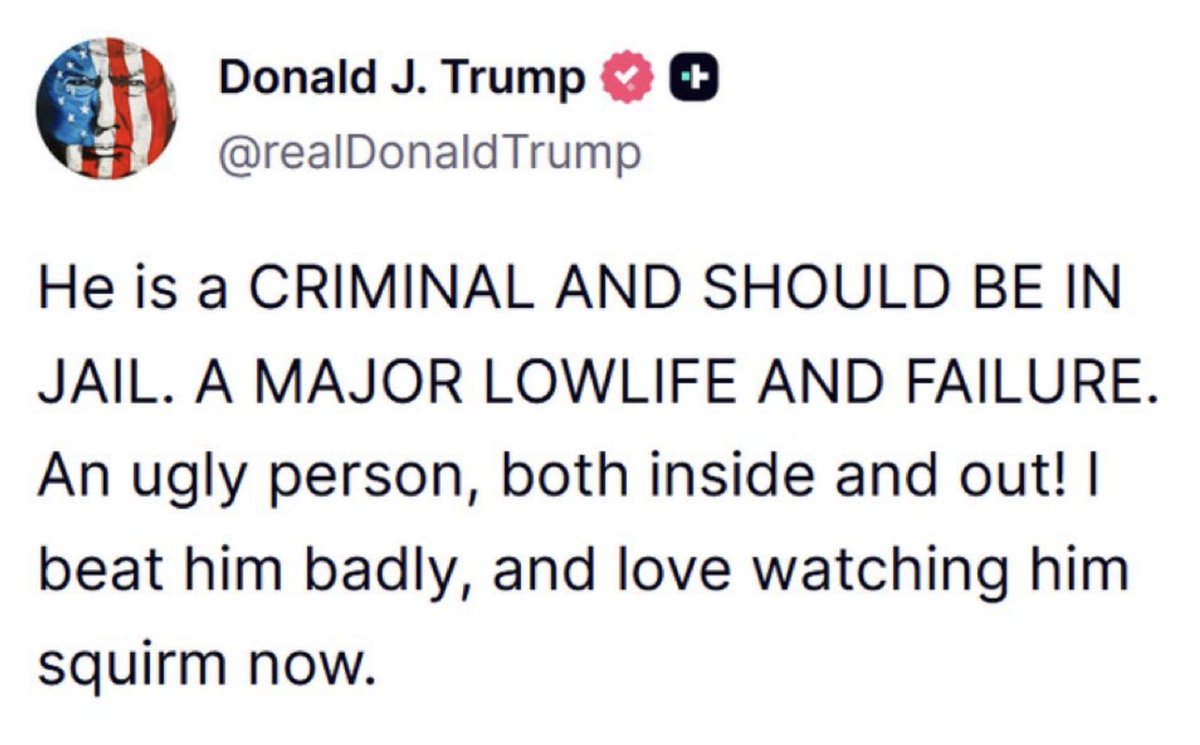 EdKrassen's tweet image. Imagine wanting to jail an 82-year-old former President who is battling stage 4 cancer, even though there is absolutely no evidence of any crimes, and then brag about enjoying watching him squirm.
Trump is such a pure Christian, isn't he? Jesus would be proud.
