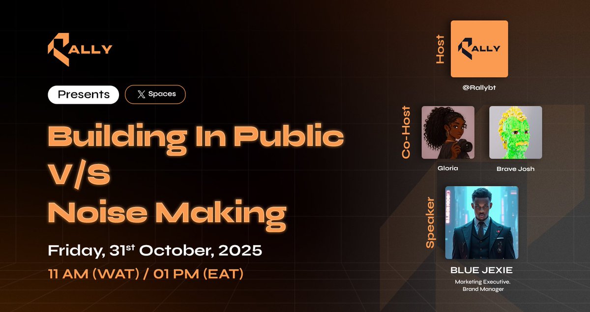 Not every “I’m building in public” is building. 

Some of it’s just noise.

There’s a thin line between sharing progress and oversharing confusion.
And this Friday, we’re crossing that line together.

Join us for a hot X Space:
Topic: Building In Public vs Noise Making
Date: