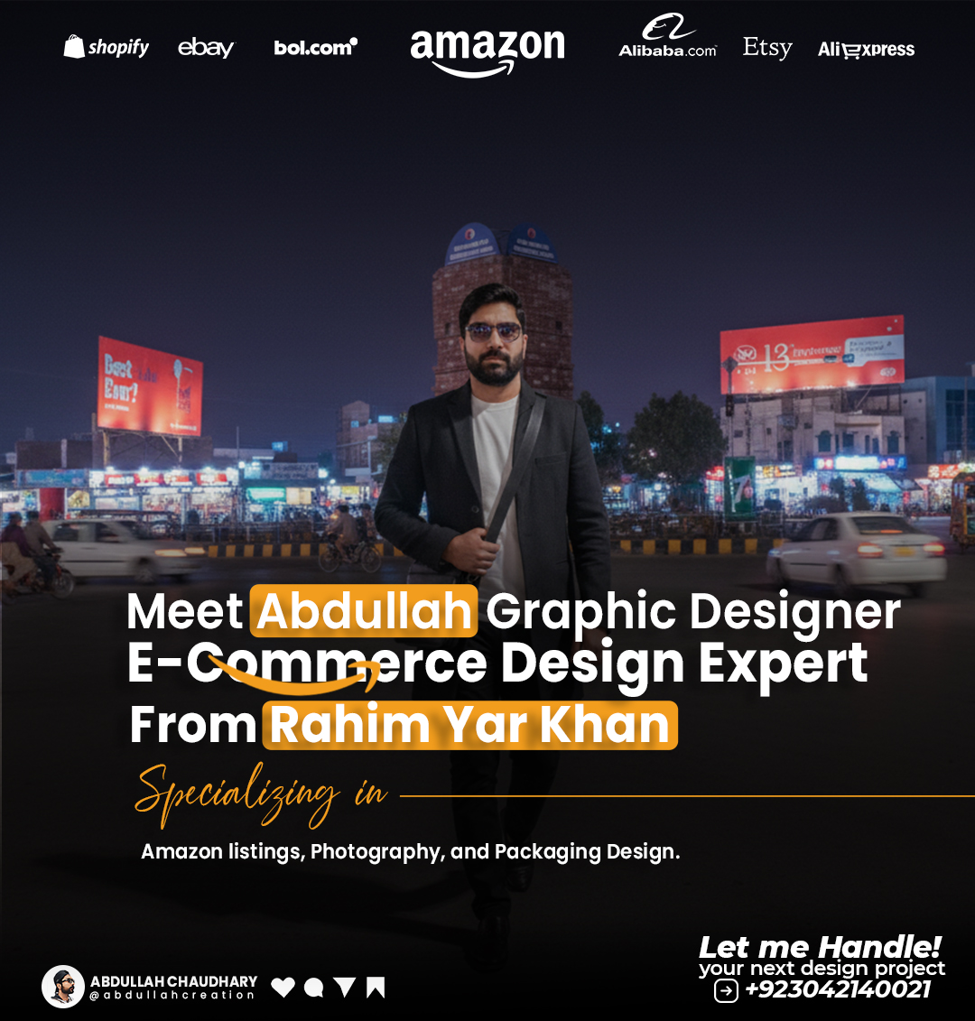 abdullacreation's tweet image. 🎨 Meet Abdullah — Graphic Designer &amp;amp; E-Commerce Design Expert from Rahim Yar Khan, Pakistan 🌍

#GraphicDesigner #EcommerceDesign #AmazonListingImages #abdullahcreation #APlusContent #EBCDesign #StorefrontDesign #AmazonPostDesign #AmazonListingDesign #AbdullahCreation