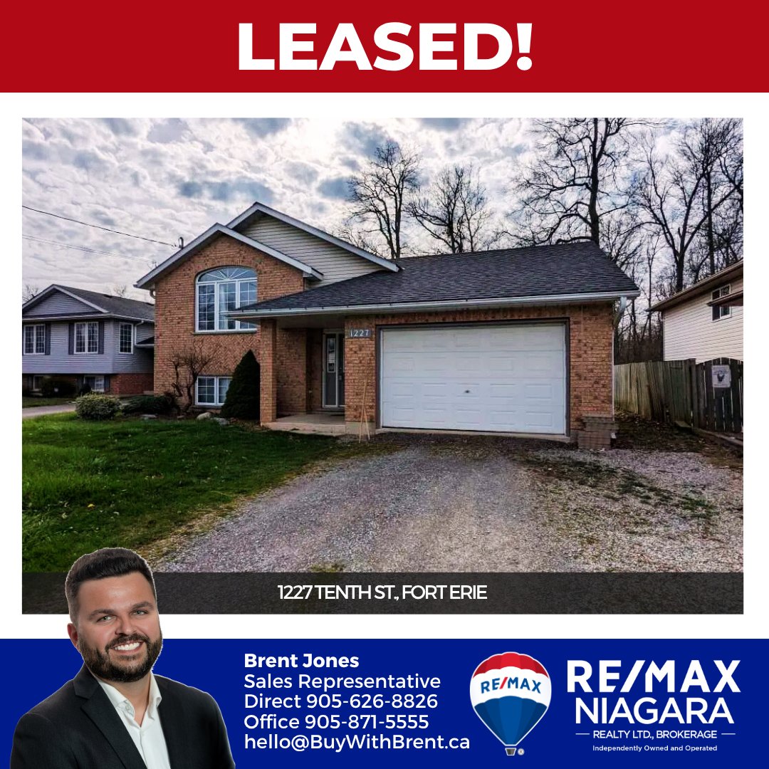BuyWithBrent's tweet photo. Happy to connect tenant and landlord to get this great Fort Erie family home LEASED! 💥 https://t.co/nWszU5LofB
