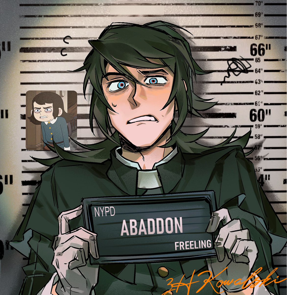 OH NO He got caught!!
#hauntedhotel #hauntedhotelfanart #hauntedhotelabaddon 
The Barbie meme suits Adult!Abaddon and Adult!Esther so well lmaoo I have to draw it. 
Esther’s part is still WIP! Posting soon :))