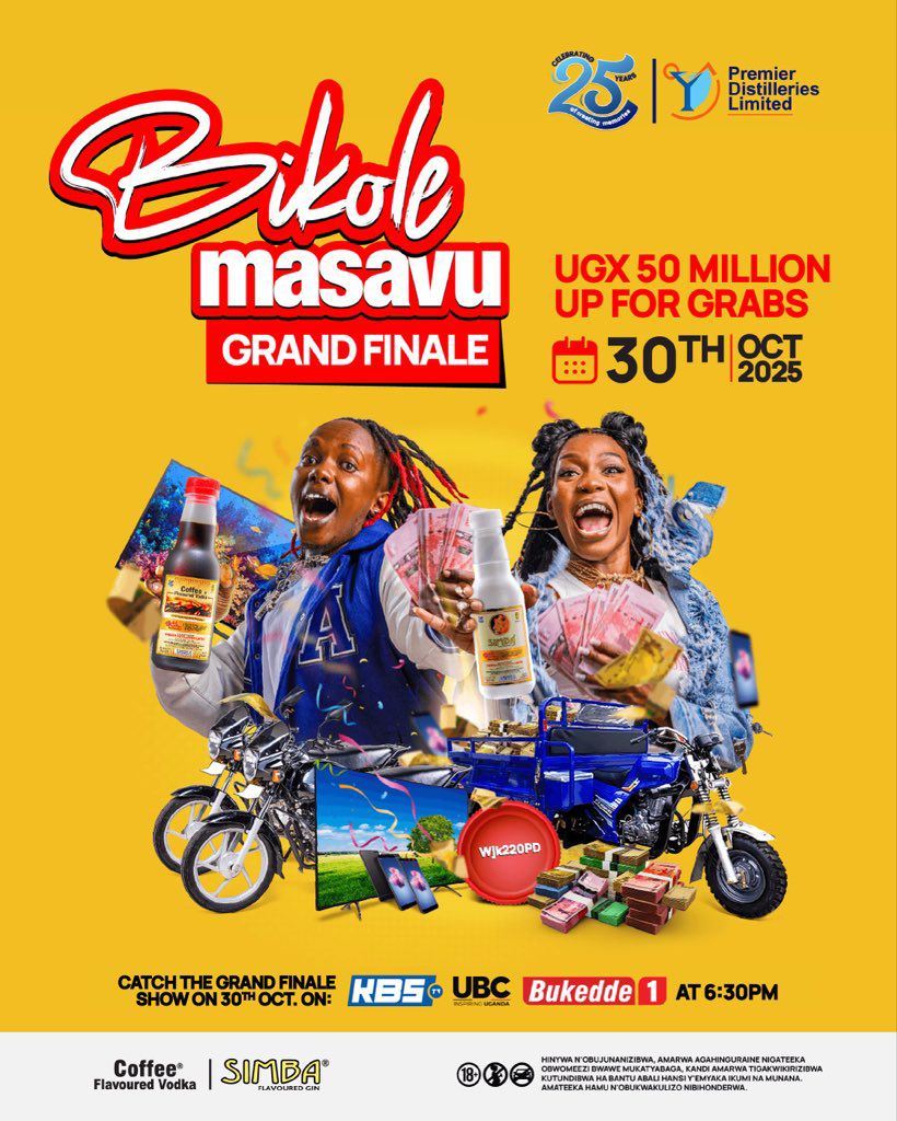 premierdisltd's tweet photo. It all comes down to this!
The wait is almost over, find out tonight at 6:45 PM who walks away with UGX50 million! You don’t want to miss this moment.

#BikoleMasavu #PremierDistilleriesug #GrandFinale https://t.co/9Db59RS0VI