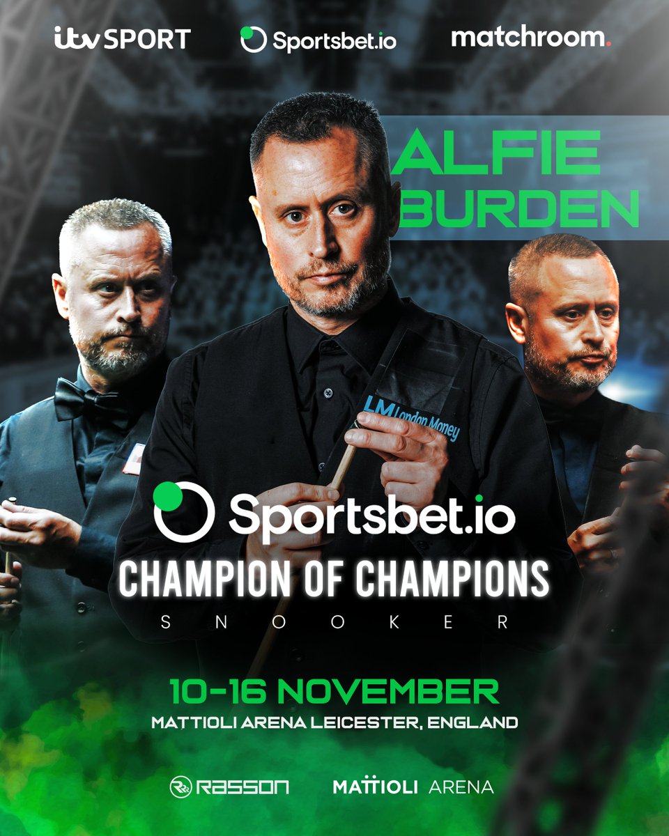 ✨ Alfie Burden completes the line up!

World Seniors Champion Alfie Burden will make his Sportsbet.io Champion of Champions debut next month 👊

#ChampOfChamps 

🎟️ championofchampionssnooker.co.uk/tickets/