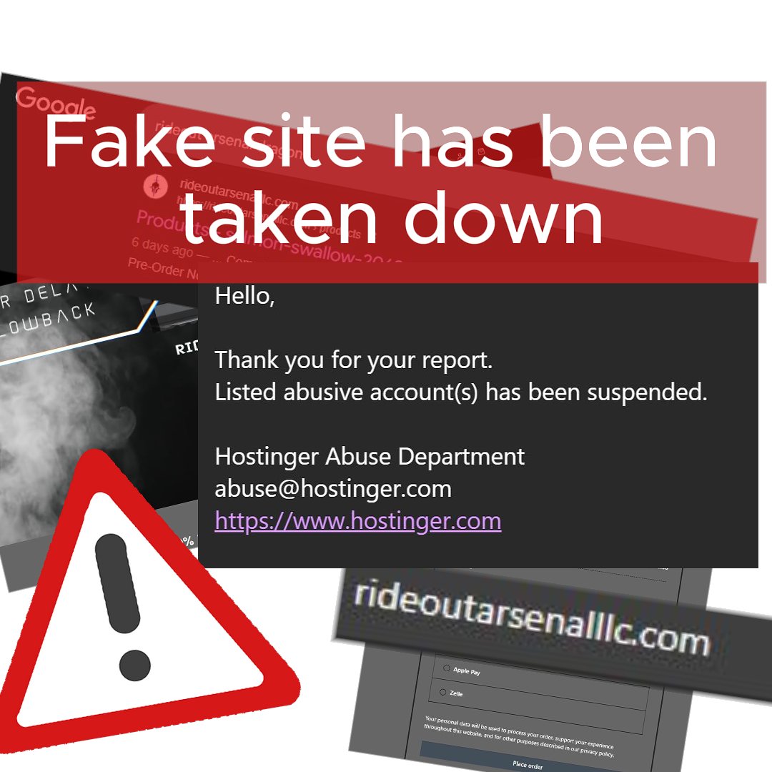 The impostor site has been taken down! Quick response from the Host. Please forward us any suspicious activity you find in the future. Our Official site is RideoutArsenal.com

#RideoutArsenal #DragonPistol
