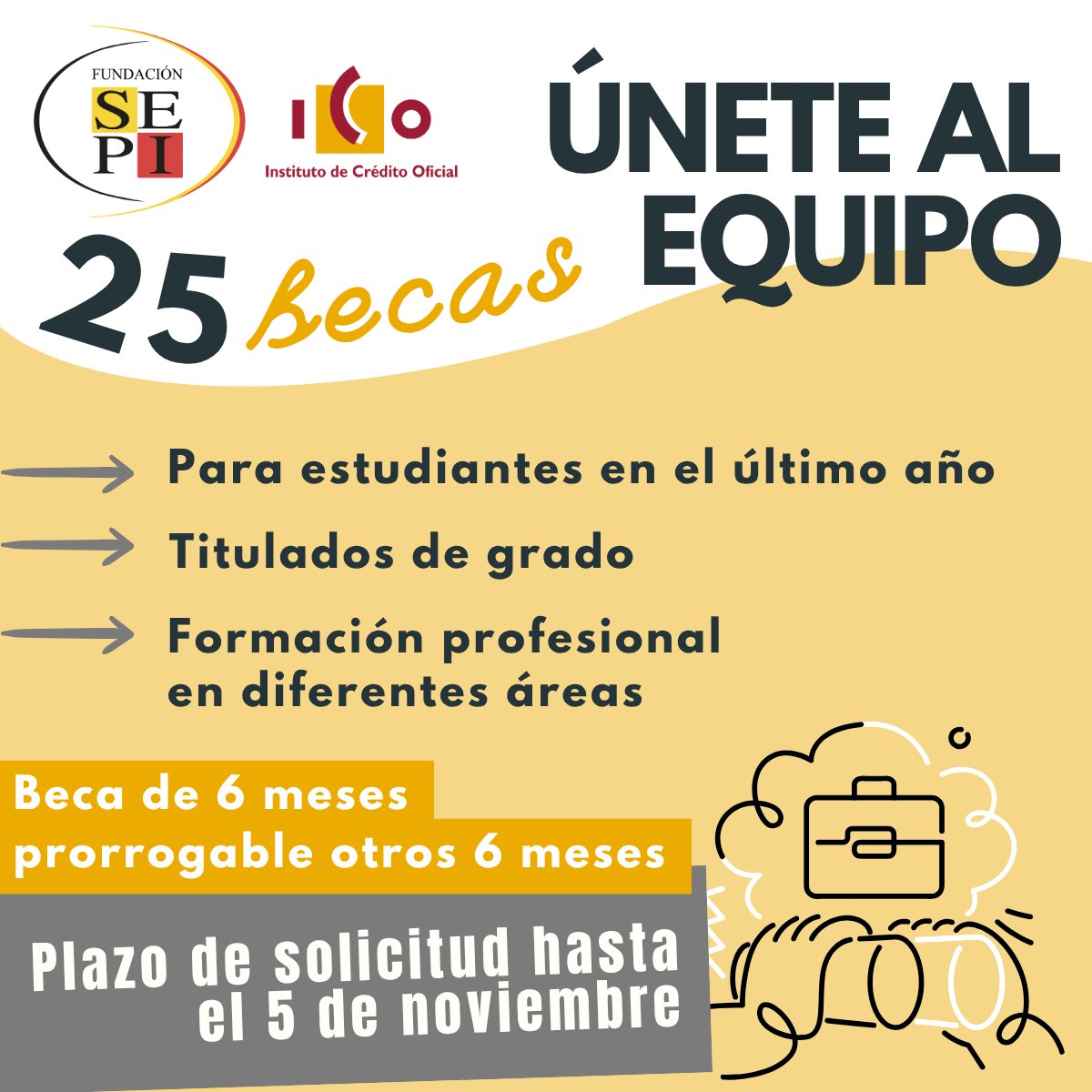 ICOgob's tweet photo. 📣 ¡25 nuevas becas para jóvenes talentos!
La @FundacionSEPI te invita a formar parte de @ICOgob y #AxisICO en Madrid 🏛️
🎓 Dirigidas a titulados/as universitarios, estudiantes con hasta 30 ECTS pendientes y titulados/as de FP
📚 Áreas: #Ingeniería, #Economía, #Derecho, #Informática, #Arquitectura y más
🕒 Duración: 6 meses + posible prórroga
📅 Inscripciones hasta el 5 de noviembre
Más info 👉 https://t.co/2El3TKpgKv