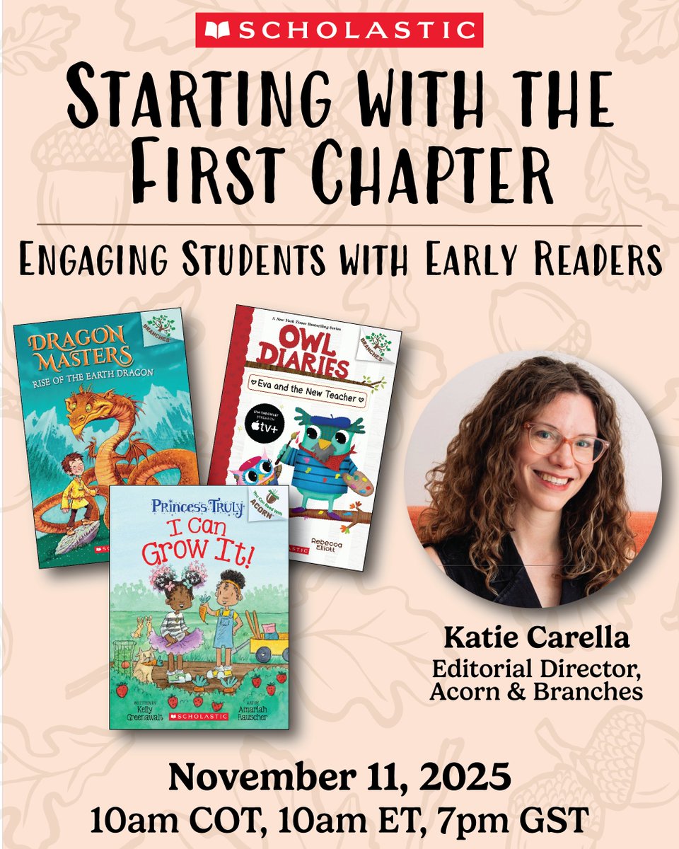 scholastic_LACA's tweet photo. Join us and hear from Katie Carella, the Editorial Director of Scholastic's Acorn and Branches lines, on how to help engage young readers who are ready to read independently!

Register here ➡️ https://t.co/BZeJ6SRLZ9. https://t.co/ez15qDbwQR
