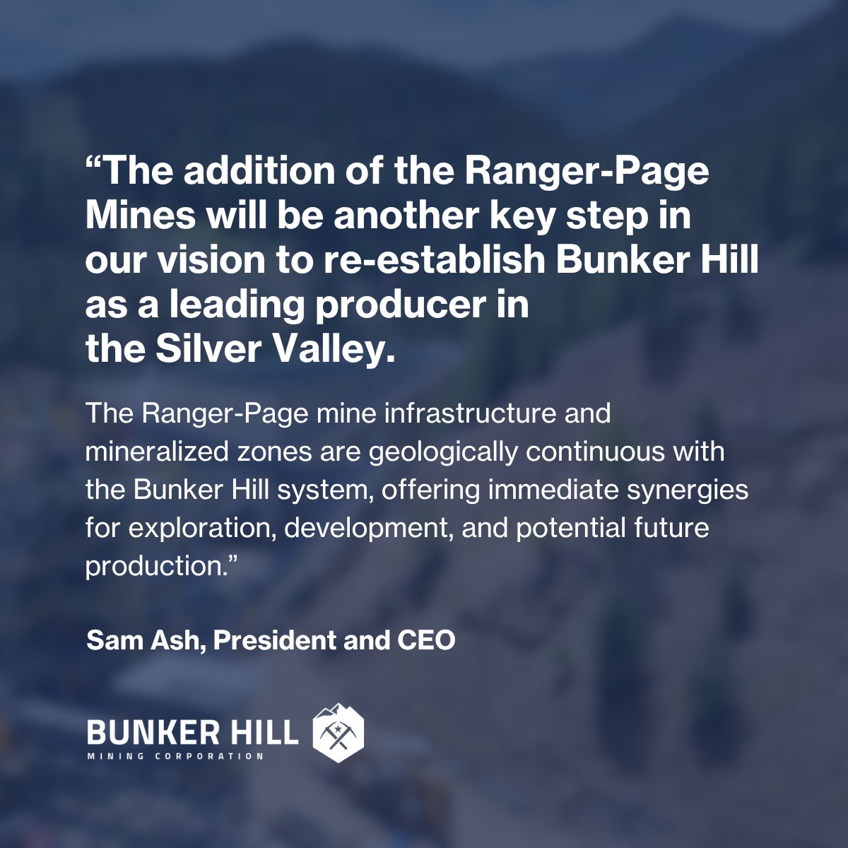 bnkrhillmining's tweet image. Bunker Hill is consolidating one of the Silver Valley’s most productive mining corridors!

Through the agreement to acquire the historic Ranger-Page Mines, the Bunker Hill land package grows to more than 6,200 acres of highly prospective ground in the Coeur d’Alene Mining…