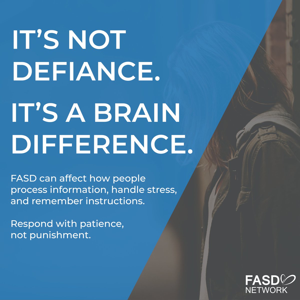 SaskFASDNetwork's tweet image. For individuals with FASD, what seems like “won’t” is often “can’t.”