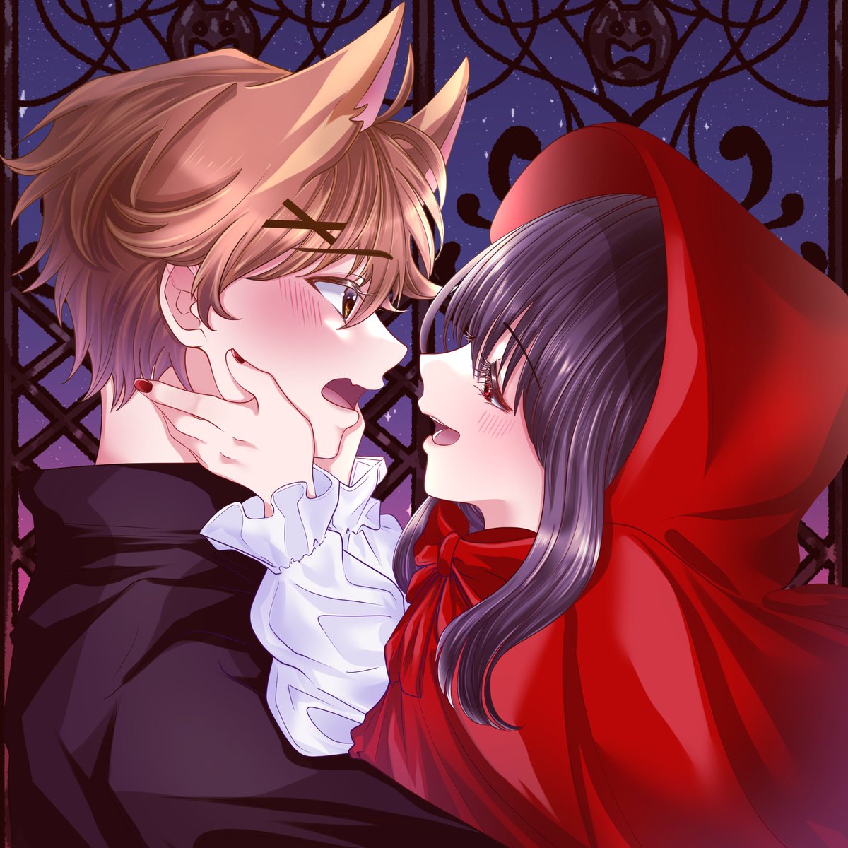 The little red ridding hood was never scared of the wolf. She is very brave, very enchanting. She might say.. 

"Go on.. eat me"

wait did i make her become too freaky? wait... wait!! but,. maybe in my mind they are obsessive lovers that ends in tragedy.

#Halloween2025