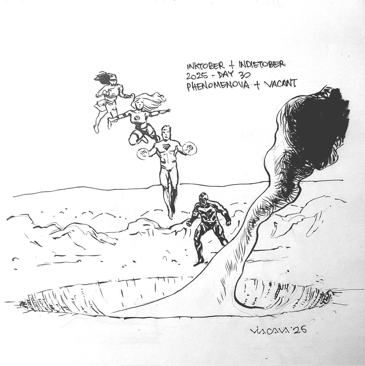 #inktober2025 #Indietober2025  
Day 30 #Phenomenova + Vacant