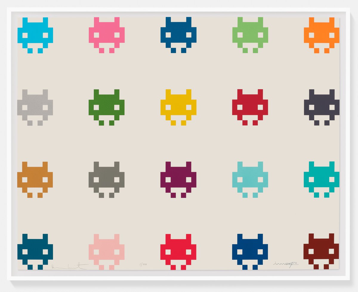 HENI's tweet image. HENI is delighted to release ‘InvadHirst’, a limited-edition 21-colour silkscreen print by Damien Hirst and Invader.

📍The print is available to purchase until 10 November at 17:00 GMT: heni.com/editions/invad…

The number of editions will be limited by demand during the release…