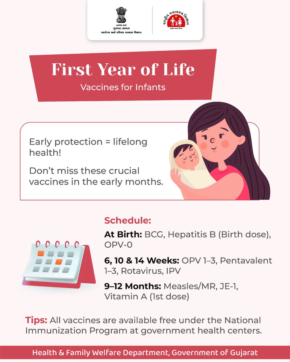 HealthDeptGuj's tweet image. Don't miss Vaccines!
#Motherhealth
#gog 
#healthdepartment 
#spreadawareness
#childcare
#vaccines