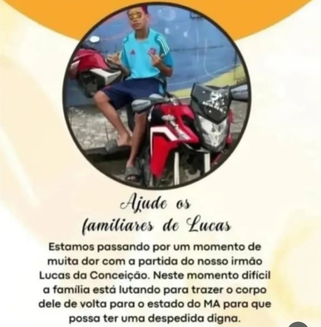 madeleinelacsko's tweet photo. Lucas morreu na operação no Rio. 

Família pede ajuda para levar o corpo para o Maranhão e dar a ele uma despedida digna.

Apelido do Lucas: Mata Rindo. https://t.co/5xZVM7r9V9